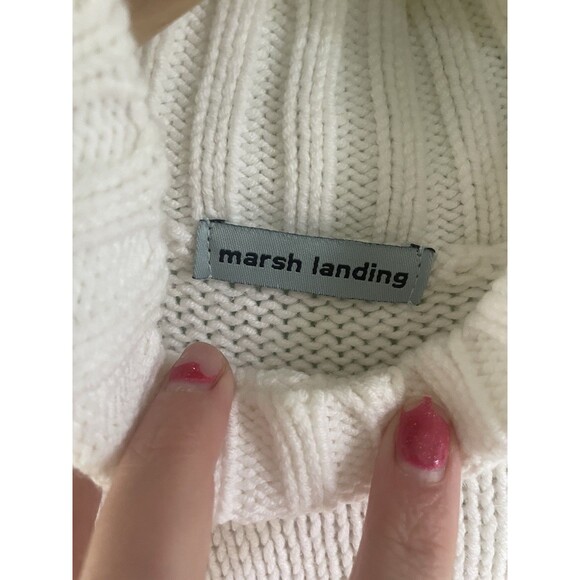 Marsh Landing Women's Mock Neck sleeveless vest Sweater White L coastal beach - Picture 7 of 9